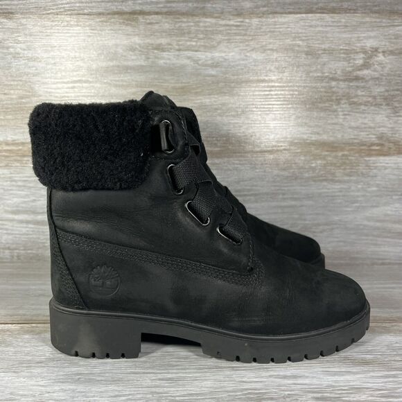 Timberland Women’s Jayne Waterproof Sherling Convenience Black Boots Size 6 - Picture 3 of 10